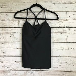 Fabletics black cross back mesh top